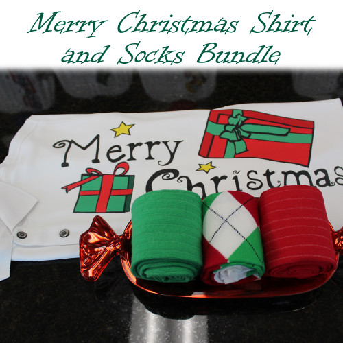 Mens Merry Christmas Shirt and Sock Bundle