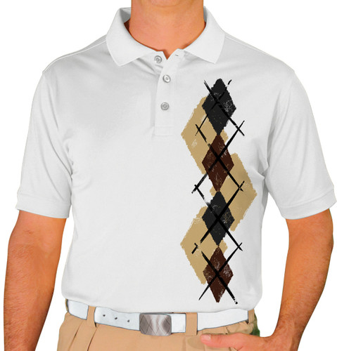 Mens Argyle Paradise Golf Shirt - 6W: Khaki/Brown/Black