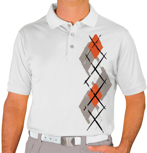 Mens Argyle Paradise Golf Shirt - 6X: Taupe/Orange/White