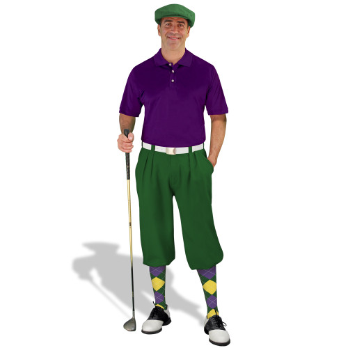Mens Dark Green & Purple Golf Outfit