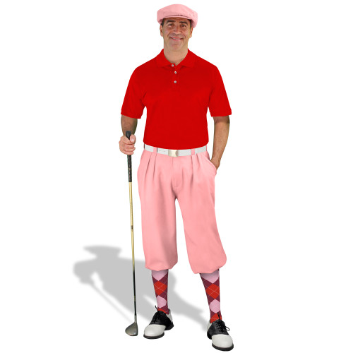 Mens Pink, Red & White Golf Outfit