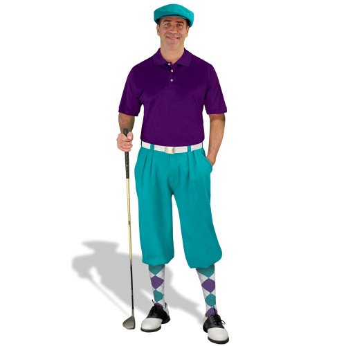 Mens Teal and Purple Golf Outfit