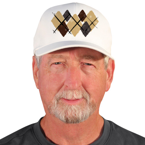 Active Series Sports Mens Baseball Cap Argyle Paradise Khaki, Brown and Black Design Front