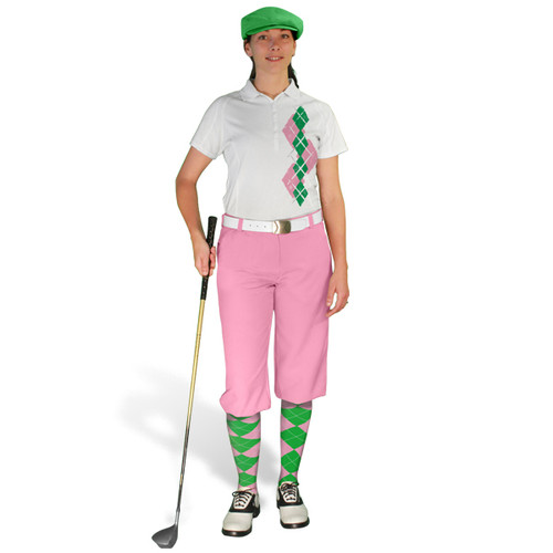 Ladies Golf Knickers Argyle Paradise Outfit 6Y - Pink/Lime