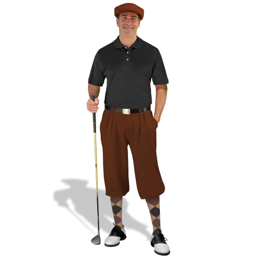 Mens Brown, Khaki and Black Golf Outfit