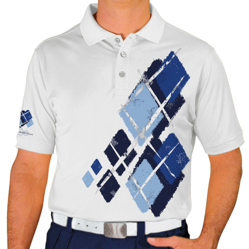 Mens Argyle Utopia Golf Shirt - 6S: Navy/Royal/Light Blue