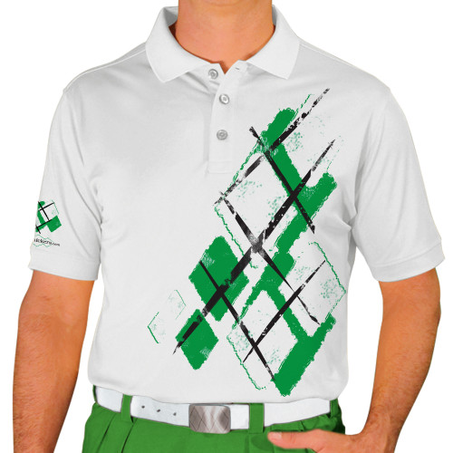 Mens Argyle Utopia Golf Shirt - AA: Lime/White