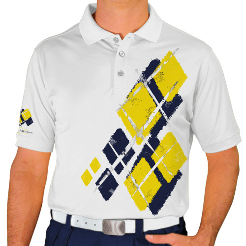 Mens Argyle Utopia Golf Shirt - F: Navy/Yellow