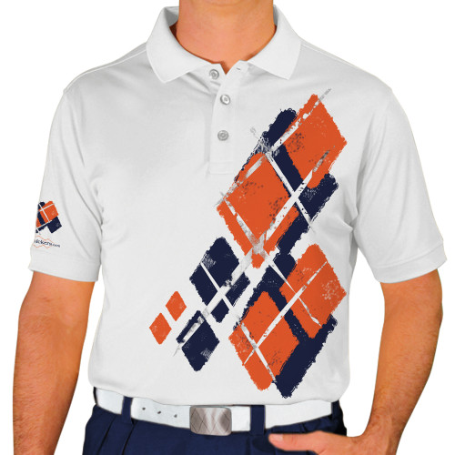 Mens Argyle Utopia Golf Shirt - HH: Navy/Orange