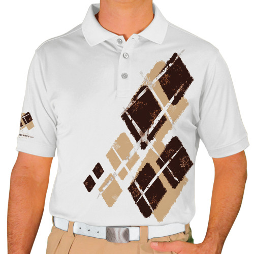 Mens Argyle Utopia Golf Shirt - OO: Khaki/Black