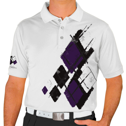 Mens Argyle Utopia Golf Shirt - OOOO: Black/Purple/White