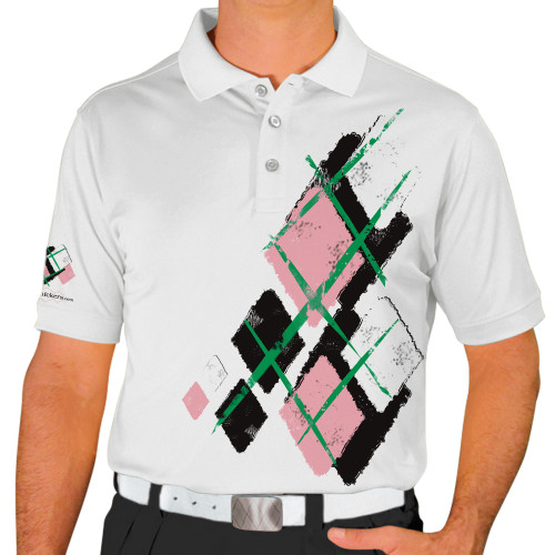 Mens Argyle Utopia Golf Shirt - PPP: Black/Pink/White