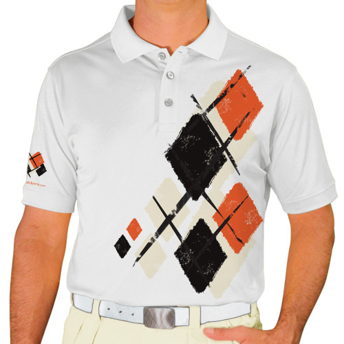 Mens Argyle Utopia Golf Shirt - QQQQ: Natural/Black/Orange
