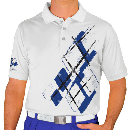 Mens Argyle Utopia Golf Shirt - R: Royal/White