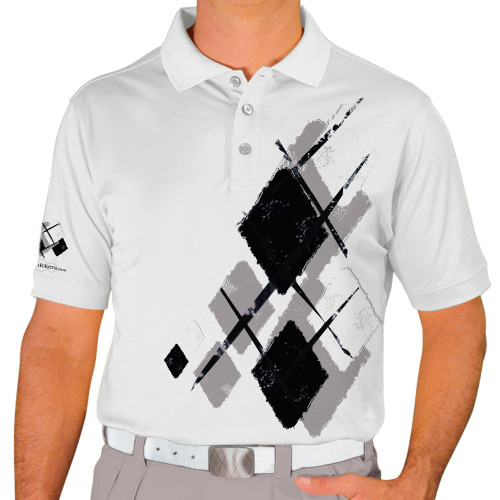 Mens Argyle Utopia Golf Shirt - XXX: Taupe/Black/White