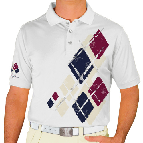 Mens Argyle Utopia Golf Shirt - Y: Natural/Navy/Maroon