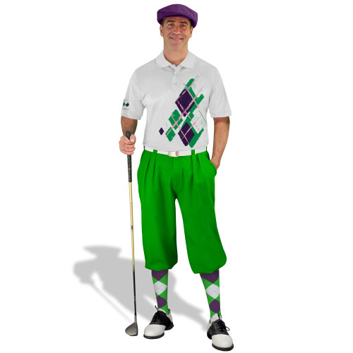 Golf Knickers Argyle Utopia Outfit LLL - Lime/Purple/White