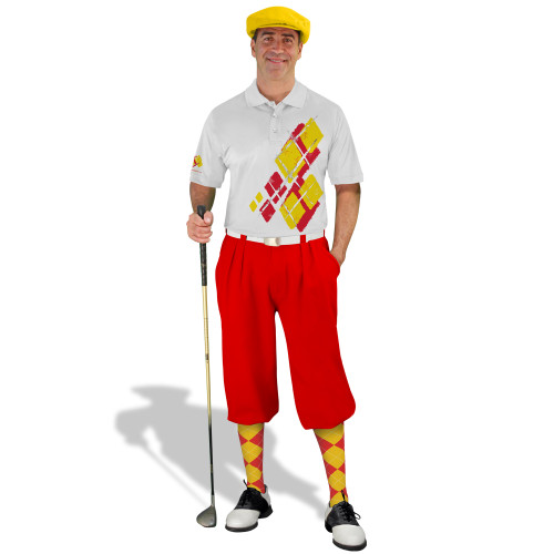 Golf Knickers Argyle Utopia Outfit VV - Red/Yellow