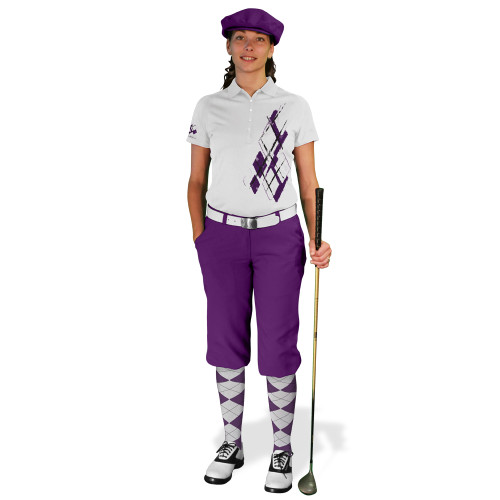 Ladies Golf Knickers Argyle Utopia Outfit BB - Purple/White