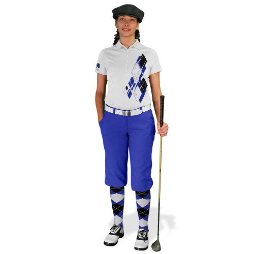 Ladies Golf Knickers Argyle Utopia Outfit QQ - Royal/Black/White