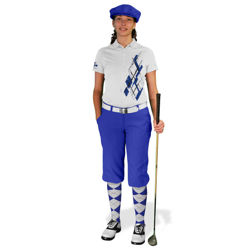 Ladies Golf Knickers Argyle Utopia Outfit R - Royal/White
