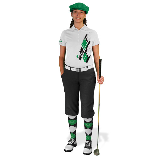 Ladies Golf Knickers Argyle Utopia Outfit RRR - Black/Lime/White