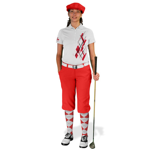 Ladies Golf Knickers Argyle Utopia Outfit S - Red/White