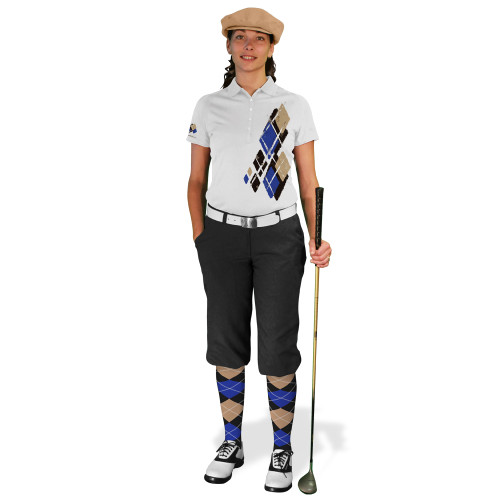 Ladies Golf Knickers Argyle Utopia Outfit TTTT - Black/Royal/Khaki