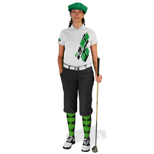 Ladies Golf Knickers Argyle Utopia Outfit XX - Black/Lime