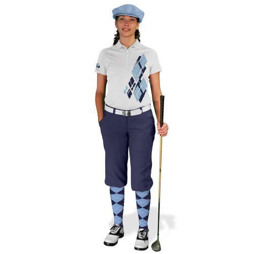 Ladies Golf Knickers Argyle Utopia Outfit ZZ - Navy/Light Blue