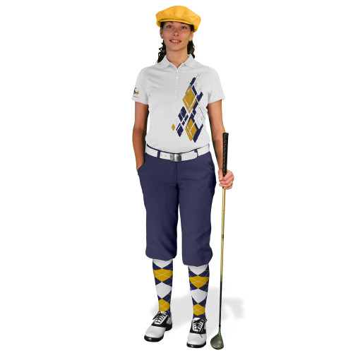 Ladies Golf Knickers Argyle Utopia Outfit 5U - Navy/White/Gold