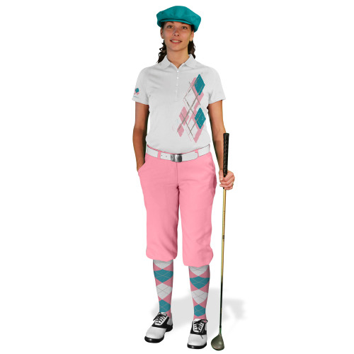 Ladies Golf Knickers Argyle Utopia Outfit 6T - Pink/White/Teal