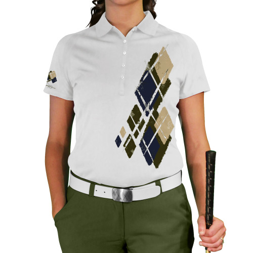 Ladies Argyle Utopia Golf Shirt - D: Olive/Navy/Khaki