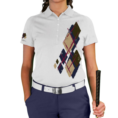 Ladies Argyle Utopia Golf Shirt - K: Navy/Khaki/Olive