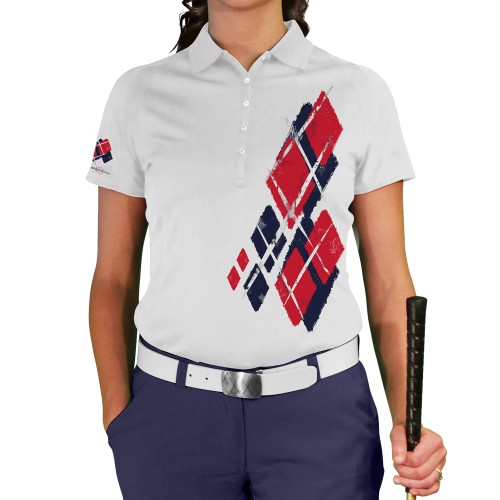 Ladies Argyle Utopia Golf Shirt - NN: Navy/Red