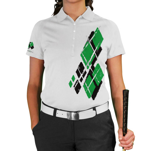 Ladies Argyle Utopia Golf Shirt - XX: Black/Lime