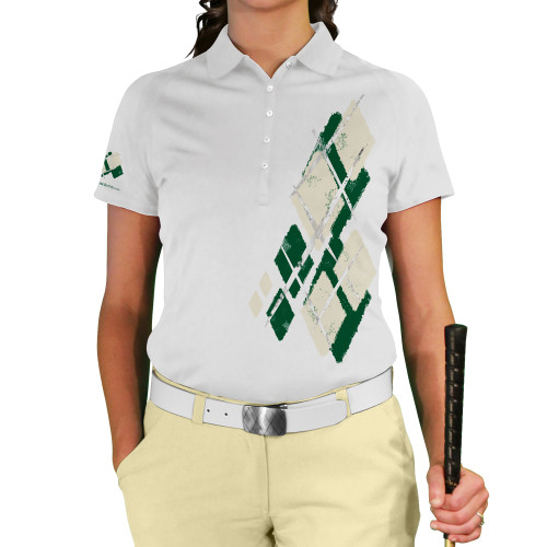 Ladies Argyle Utopia Golf Shirt - CCC: Dark Green/Natural
