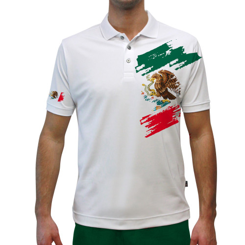 Mens Mexico Patriot Heroes Golf Shirt - Ripped Flag