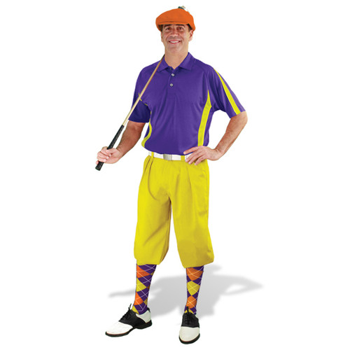 Mens Yellow, Purple and Orange Golf Outfit