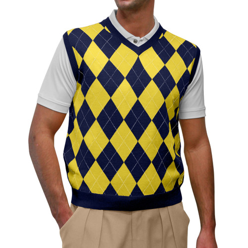 Argyle Golf Sweater Vest, Navy/Yellow