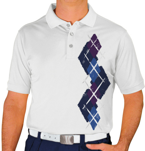 Mens Argyle Paradise Golf Shirt - 6N: Navy/Royal/Purple