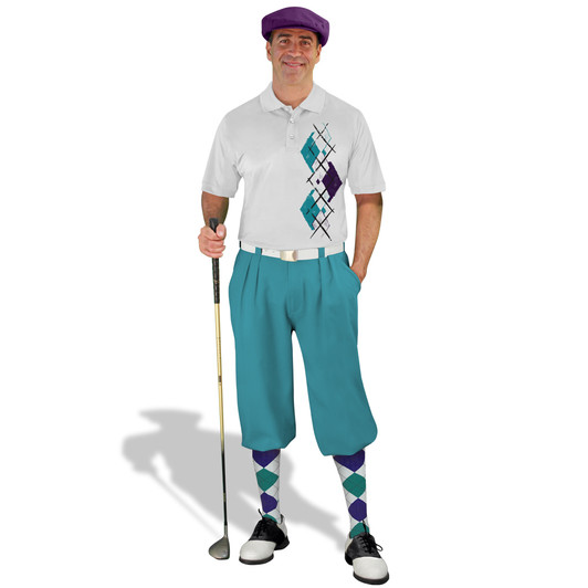 Golf Knickers Argyle Paradise Outfit 6J - White/Purple/Teal