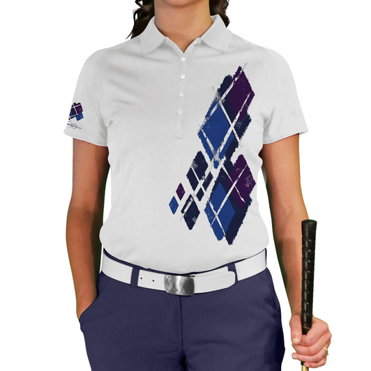 Ladies Argyle Utopia Golf Shirt - 6N: Navy/Royal/Purple Ladies Argyle Utopia Golf Shirt - 6N: Navy/Royal/Purple