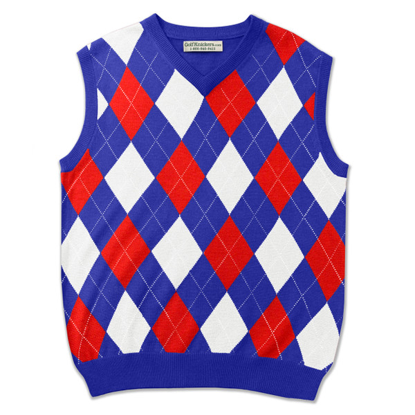 Argyle Golf Sweater Vest | Red/White | Mens