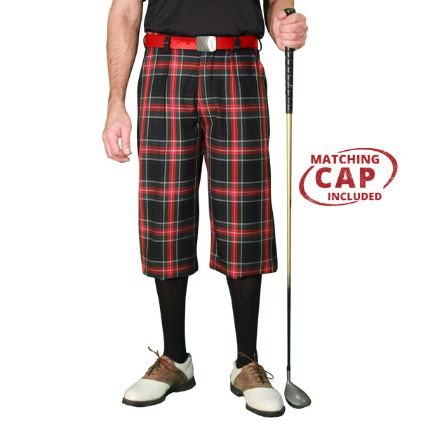 Mens Cotton Plaid Golf Knickers | Par 5 | Black Watch