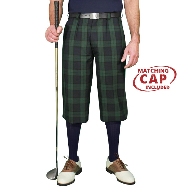 Mens Cotton Plaid Golf Knickers | Par 5 | Black Watch