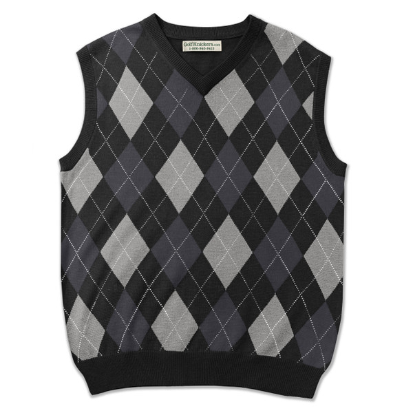 Argyle Golf Sweater Vest | Pink/Maroon/White | Mens