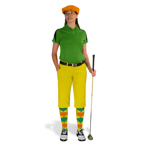 Golf Knickers Ladies Lime, Yellow & Black Golf Outfit