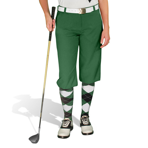 Ladies Golf Knickers 5H - Dark Green/Black/White Argyle Paradise Outfit