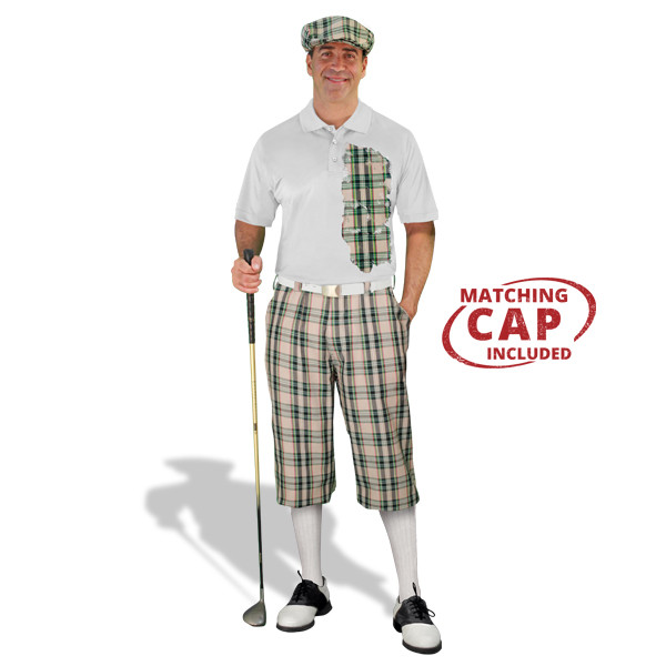 Golf Outfit - Mens Khaki Stewart Plaid 